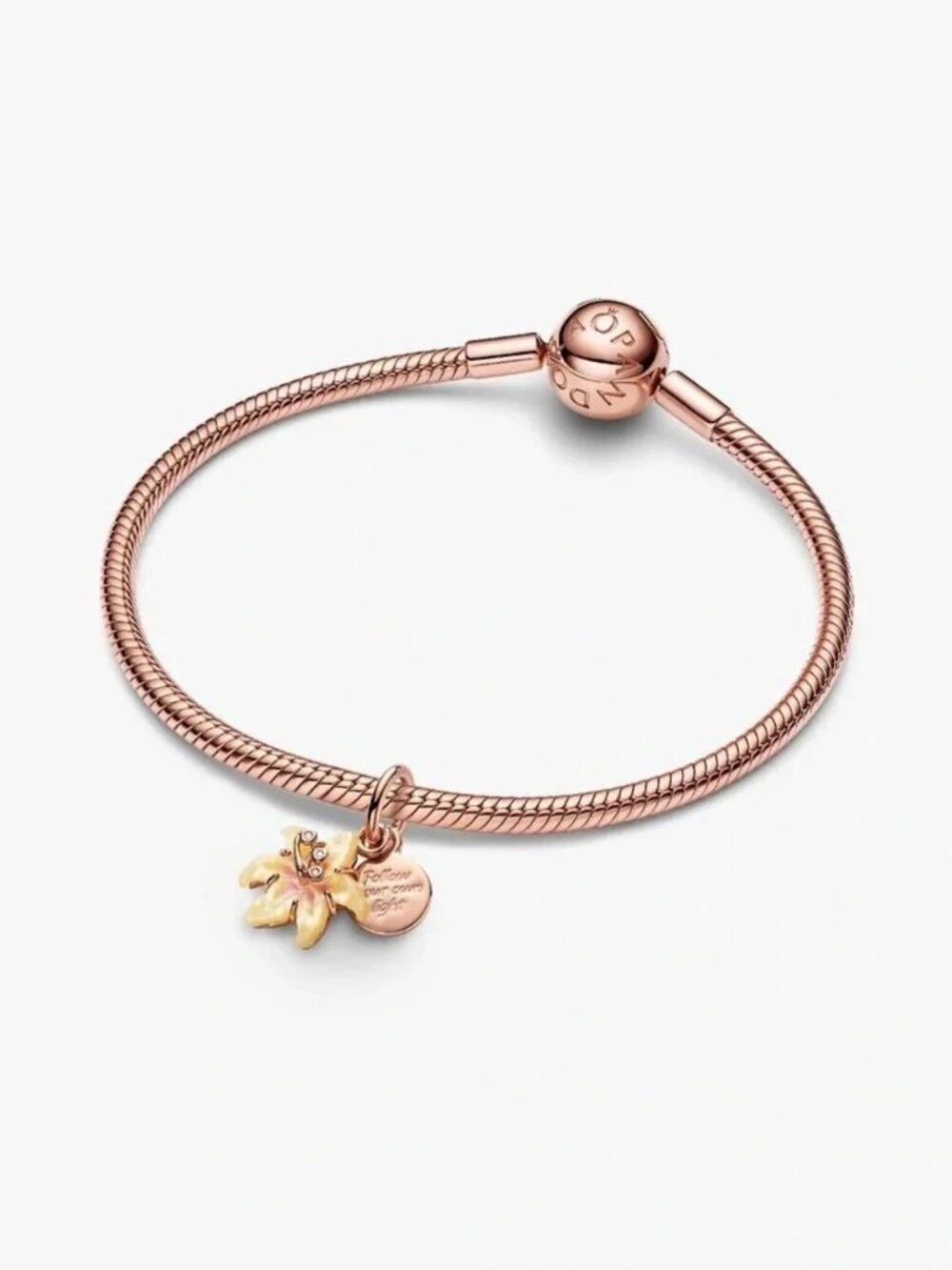 Pandora Rose Gold Plated Bracelet with Flower Charm